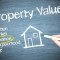 Property Value – Real Estate concept on blue background