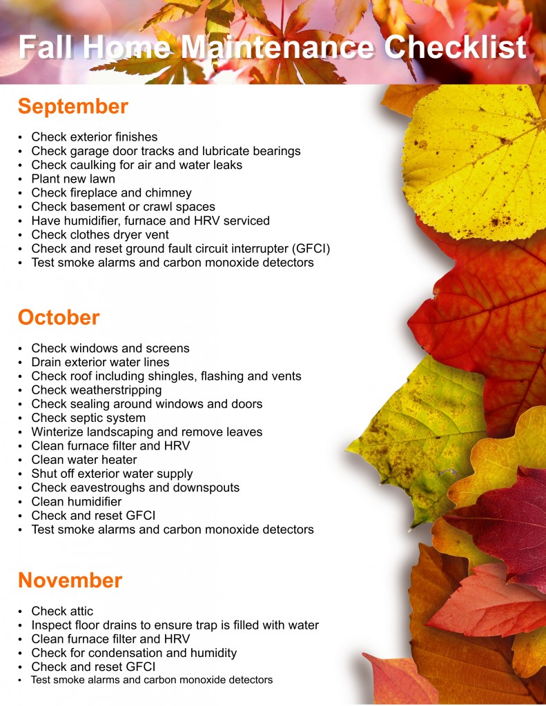 Fall Home Maintenance Checklist 2018